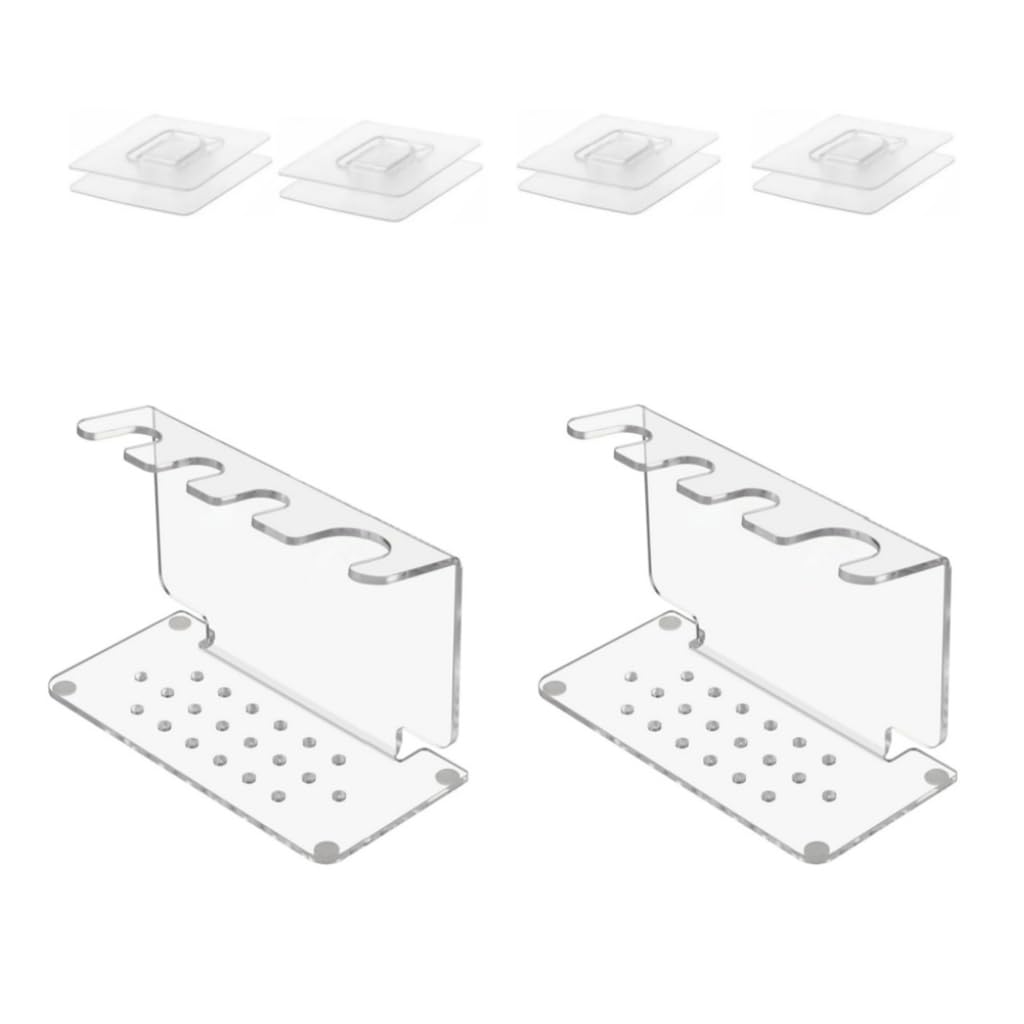 Par de soportes acrílicos para afeitadora que nunca se inclinan, planificador de encimera para almacenamiento de artículos de tocador
