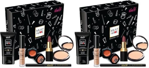 Image of Iba Must Have Makeup Set (Fair) | Gifts for Women | Waterproof Foundation, Concealer, Matte Compact, Lip & Cheek Tint, Matte Lipstick, Smudge Proof Kajal | Makeup Kit for Women (Pack of 2)