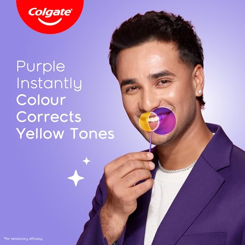 Image of Colgate Visible White Purple Toothpaste Color-Corrects Yellow Tones on 1st Use Removes Surface Stains Enamel Safe (480g) (Pack of 2 x 240g)