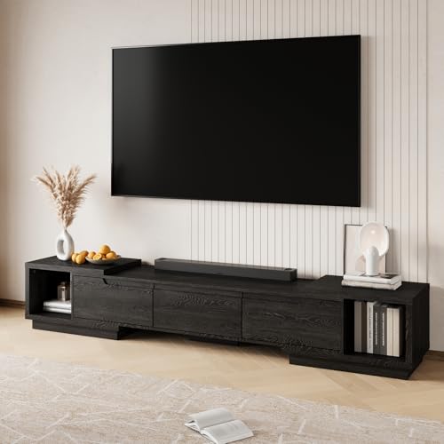 MEISSALIVVE Extendable TV Stand for Up to 120 Inch TV, Modern Entertainment Center with 3 Drawers & 2 Storage Compartments, Adjustable Length (65