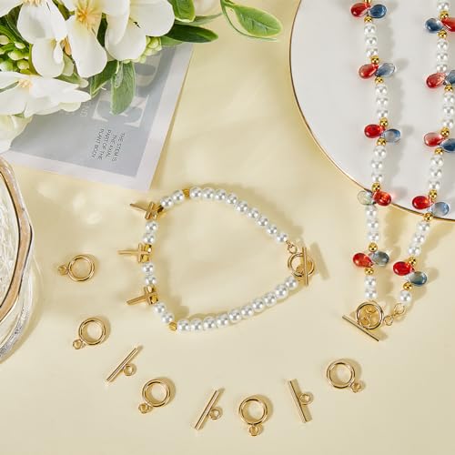 SUNNYCLUE 1 Box 30 Sets Real 18K Gold Plated Clasps Toggle Clasps Bulk T-Bar and O-Ring Links OT End Stainless Steel Toggle Clasp for jewellery Making Clasps Connectors DIY Crafts Necklace Bracelet - Image 4