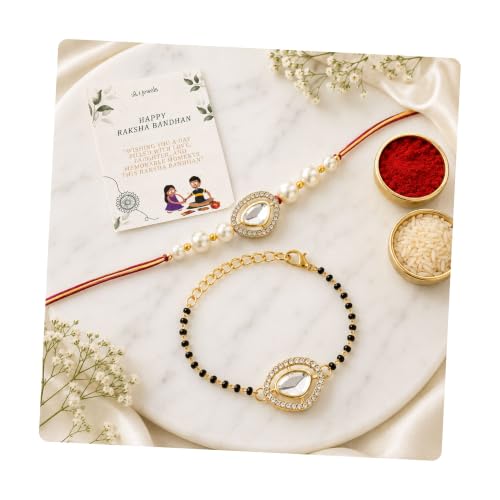 Image of I Jewels Design Rakhi With Roli Chawal & Rakshabandhan Card For Bro /Brother /Bhai