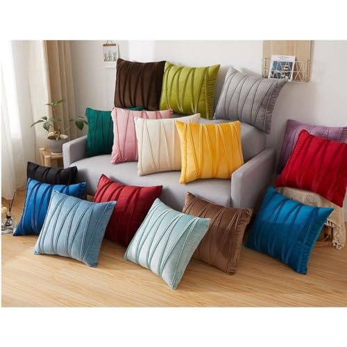 Image of Amazon Brand - Umi Decorative Striped Throw Pillow Covers 12 X 20 Inch,Soft Solid Velvet Pillow Covers Cushion Case with Zigzag Pattern for Sofa Bedroom 30 X 50 Cm (Pack of 2) Cream