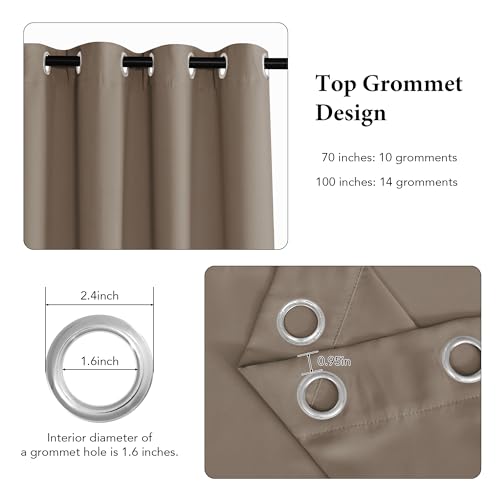Image of RYB HOME Blackout Curtain for Sliding Glass Door, Thermal Insulated&Privacy Drape for Basement /Media Room, Extra Wide Room Divider Curtain, Window Treatment, Cappuccino, W100 x L108, 1 Panel
