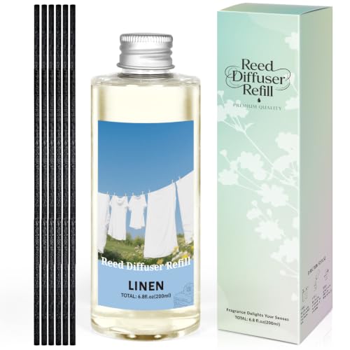 Image of STRN Reed Diffuser Refill, Linen Scent Diffuser 200ml (6.8 fl.oz), Room Fresheners for Home, Long-Lasting Fragrance for Living Room, Bedroom, Office