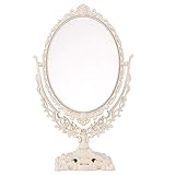 Garneck Vintage Tischspiegel Make-Up Spiegel Oval 360 Grad Rotate Spiegel Doppelseitiger Dekorativer Spiegel