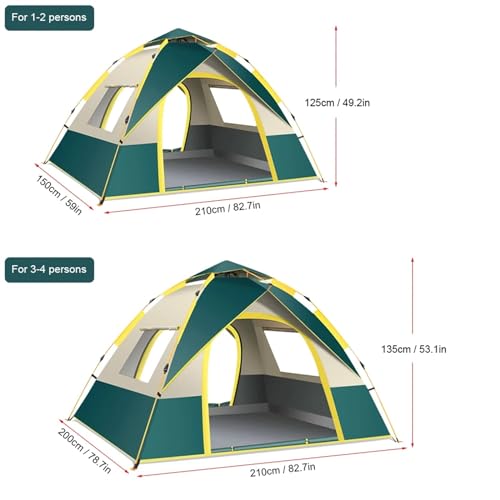 Carpa instantánea pop up para camping 1-2 o 3-4 personas azul miniatura 5
