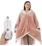 Kozyus Wearable Heated Throw Blanket, Heated Shawl Electric Wrap Poncho with Hood &amp; Pockets for W...