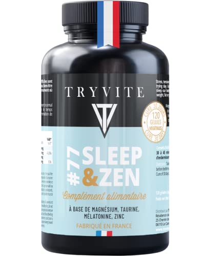 Sommeil Profond | Facilite l'Endormissement avec 1.8mg de Melatonine + Magnésium, Zinc & Griffonia 5-HTP | TRYVITE SLEEP&ZEN Cover