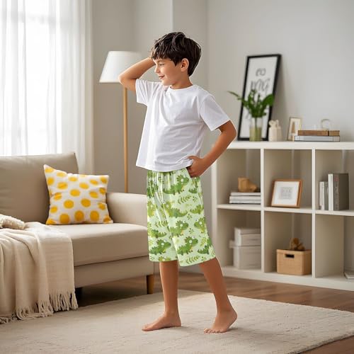 ALAZA Cute Animal Crocodile Leaf Pajama Shorts Sleep Shorts Pant Lounge Pajama Bottoms Elastic Waist with Pockets4