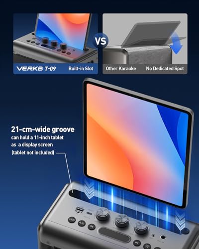 Image of Karaoke Machine with 2 Wireless Rechargeable Microphones: Portable Bluetooth Speaker for Adults & Kids - PA System with Lights Supports TWS /TF Card /USB /AUX for Home Party