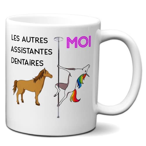 Tasse-Mug Meilleure Assistante Dentaire Licorne - Idée Cadeau Humour Original Anniversaire
