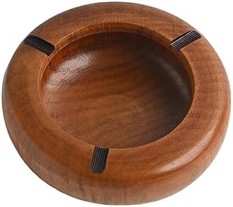 AKOAK Natural Solid Wooden Circular Ashtray, Indoor and Outdoor Desktop Ashtray, Home, Living Room, Office Desktop Decoration Accessories, Ash Storage Tray Box, Pack of 1 image 4