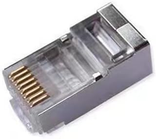 100pcs1000pcs cat5e Shielded Crystal Head Gold-Plated Three-Prong Computer Connector RJ45 Network Connector (Color : 100pcs)