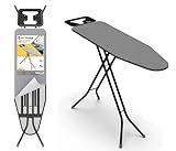 HYTAMA TOOLS - Asse da Stiro BRAVA 33x110cm In Acciaio con Leva Pieghevole, Salvaspazio con Poggiaferro, Piedi Antiscivolo, Regolabile, Rivestimento 100% cotone Sottotessuto in schiuma di alta qualità