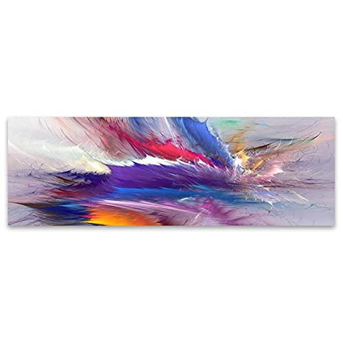 Toile abstrait bleu violet 70x210 cm sans cadre pour grand mur de salon