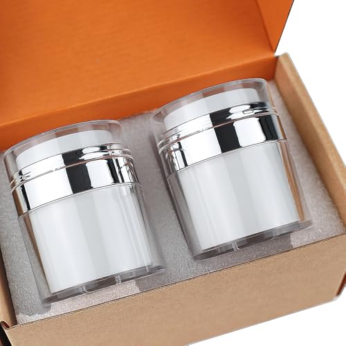 2Pack 1.7oz Airless Pump Jars Moisturizer Dispenser Vacuum Bottle Jar