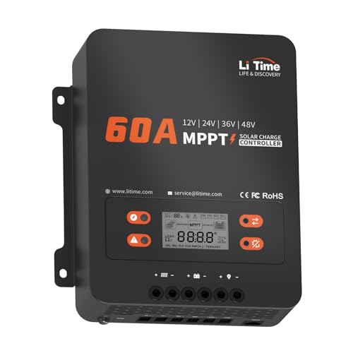 Image of LiTime 60 Amp MPPT 12V/24V/48V Solar Charge Controller , DC Input Parameter Adjustable LCD Display & LED Indicators(No Build-in Bluetooth)