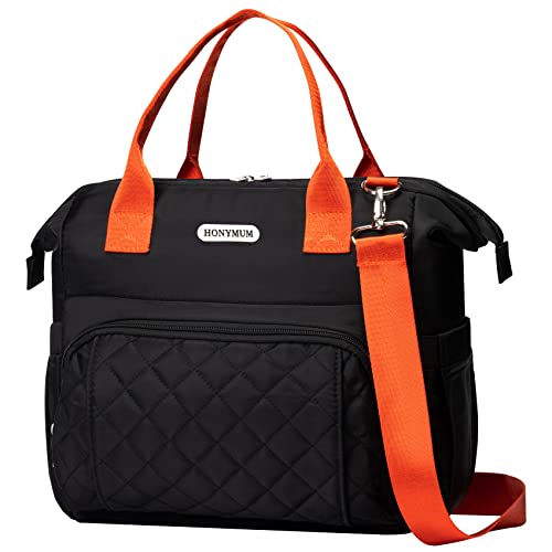 Honymum Lunch Bag Women,16L Insulated Lunch Box Tote Bag For Work,Leak Proof Lunch Cooler Bag With Bottle Holder&Adjustable Shoulder Strap,Lunchbag,Adult Lunchbox For Picnic,Beach,Black #TOP7