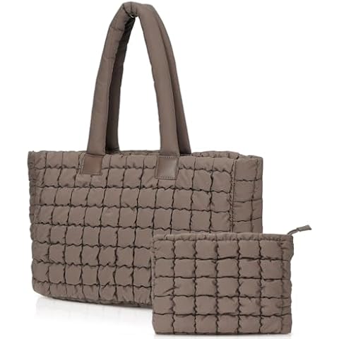 Juoxeepy Laptop Tote Bag Puffy Bag for Women Work Bag Quilted Puffer Tote Bag with Compartments Cover