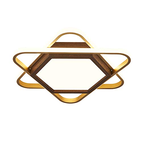 Plafonnier LED tricolore géométrique en bois de noix avec lumière variable
