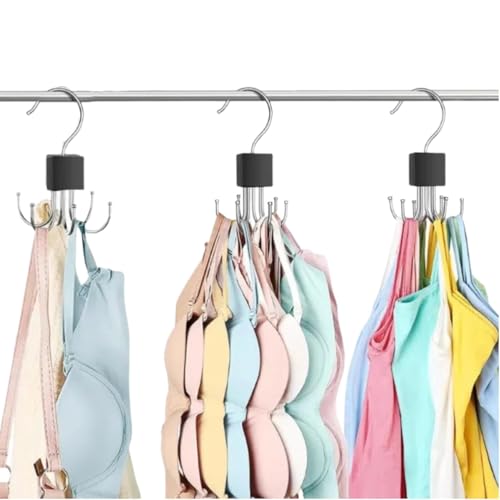 Aquzhou 3 Pack Tank Top Hanger, Bra Hangers for Closet Organizer Max 54 Storage Capacity, Space Saving 360° Rotatable Metal Bra Organizer, Closet Organizers and Storage for Tank Top Bras Scarf Purse