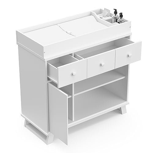 Storkcraft Modern Nursery Changing Table Dresser Combo (White) – GREENGUARD Gold Certified, Dresser for Nursery, Changing Table with Drawers, Removable Changing Table Topper by Storkcraft - Image 6