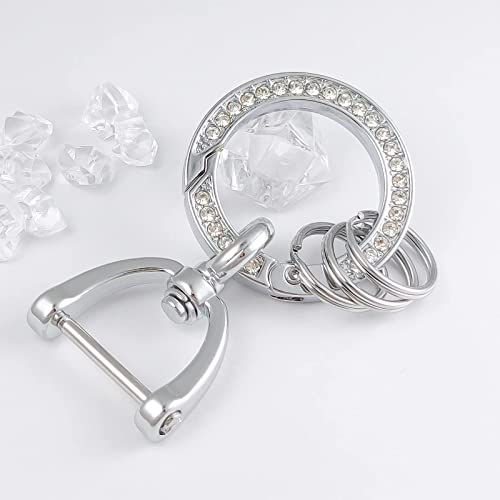 Qksd Keychain With Bling Rhinestone Keychain For Women Cute Fashionable Small Metal Car Keychain Accessories Car Bling Key Chain Silver #TOP1