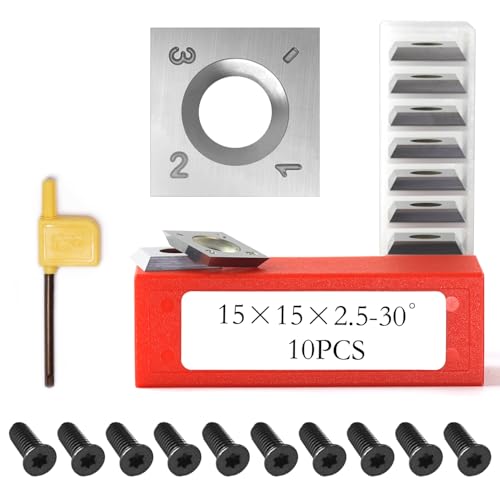 15mm Square Carbide Inserts Cutters Wood Planer Inserts for Spiral Helical Planer Cutter Head Wood Planer Bit Router Bit Woodturning Lathe Tools Replacement Blades, 10pcs 15 x 15 x 2.5mm