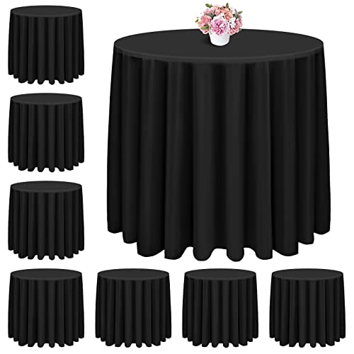 Lot de 8 nappes rondes jetables en plastique noir de 213,4 cm pour pique-nique, barbecue, mariage, banquet à l'intérieur ou à l'extérieur (noir) Cover