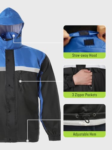 image for SaphiRose Men&Women Rain Suit High Visibility Reflective Work Rain Jac