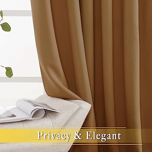 NICETOWN Sliding Door Curtains 84 inches Long, Grommet Blackout Thermal Patio Door Curtain Room Divider Darkening Sound Reducing for Room Divider (1 Panel, Gold Brown, W80 x L84)