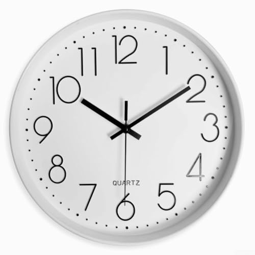 Image of CashMuch Quiet Wall Clock 30cm Silent Sweep Movement Large Numbers Modern Decorative Clock for Living Room(D)