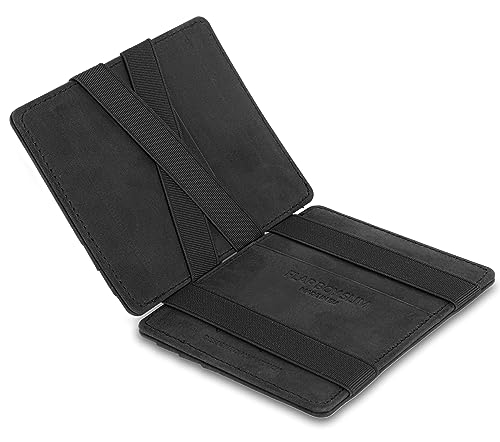 Photo de Jaimie Jacobs ® Magic Wallet Flap Boy Slim, l'Original, Portefeuille Magique pour Homme, Cuir Vache Italien, Porte Monnaie Mince, RFID Blocage, Porte Billet (Cuir de Buffle Noir)