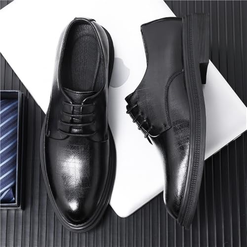 Men's Casual Dress Shoes Business Low Cut Autumn Formal Shoes English Style Groom Wedding Shoes Comfortable Stylish Classic Office Shoes(8.5)4