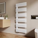 EMKE Runde Rohre Badheizkörper 153 x 60 cm, Handtuchheizkörper Seitenanschluss Badheizkörper Handtuchhalter Handtuchwärmer Handtuchtrockner Handtuch Heizkörper Bad Weiß 933W