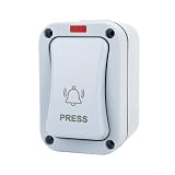 SiSinkal Interruttore a pulsante per controllo campanello impermeabile per esterni, con indicatore LED illuminato, IP66, antipolvere, montato sul cancello di ingresso del patio per magazzino e uso