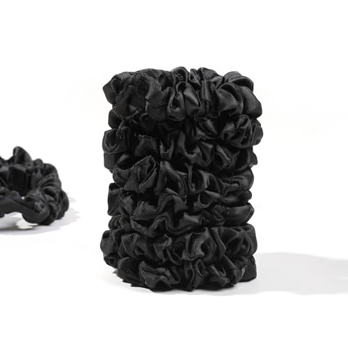Image of 40 pcs Satin Hair Scrunchies for Women, Softer than Silk Scrunchies Black Satin Hair Ties Both for Thick and Thin Hair Ponytail Holders, No Damage No Crease Hair Ties Accessories for Girls