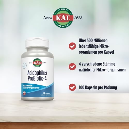 KAL Acidophilus Probiotic-4 | vegan | laborgeprüft | 100 vegetarische Kapseln