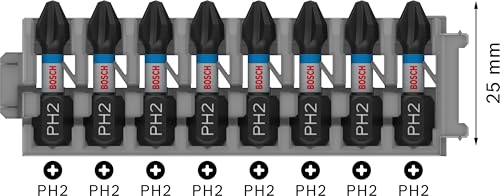 Bosch 8x PRO Phillips Impact Bit (170 x 70 mm, Professional Zubehör Schraubendreher, Schraubendreher)