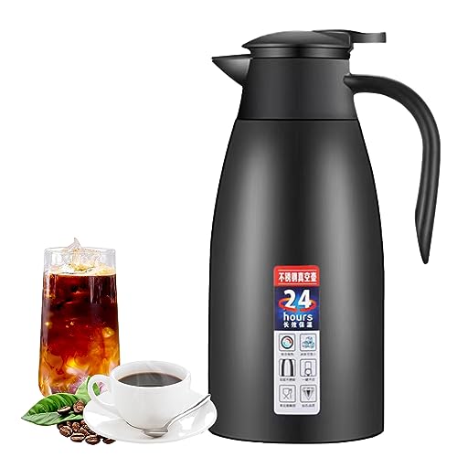 Lista de Termo Cafetera , tabla con los diez mejores. 41 JIEHUA Jarra Térmica para Café,Jarra Aislada De Acero Inoxidable De 2 L Con Tapa Hermética, Calentar/Congelar Hasta 24 Horas Jarra Aislada Al Vacío De Cuatro Paredes(Negro)