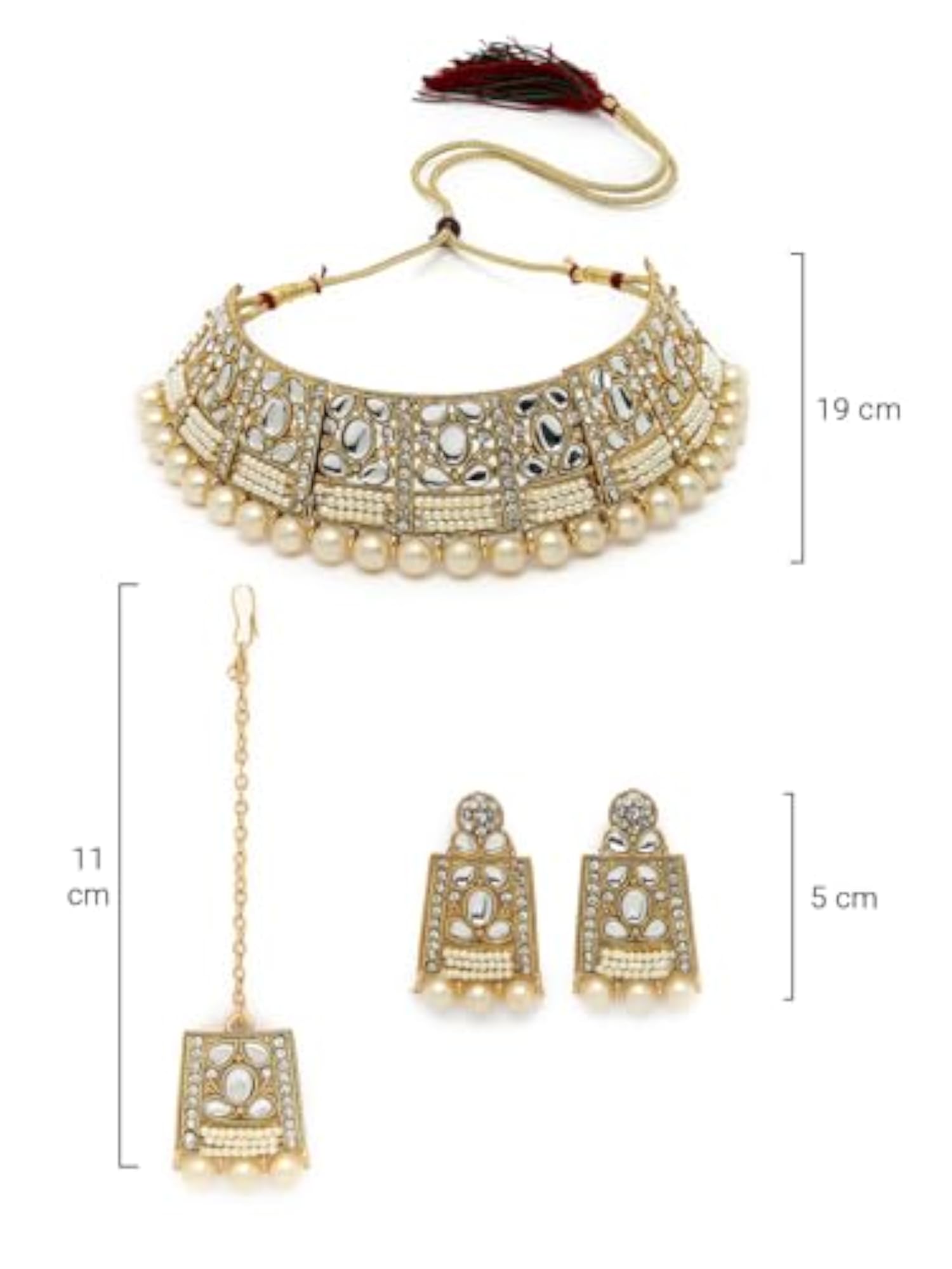 Stylish Stone & Pearls Choker Set with Earring and Maangtika
