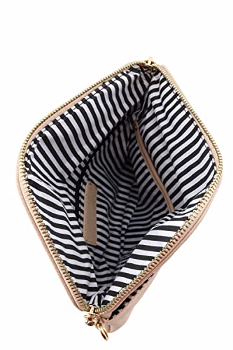Fashionpuzzle Envelope Wristlet Clutch Crossbody Bag With Chain Strap (Nude) One Size #TOP5