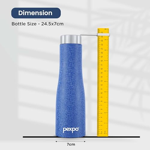 Image of PEXPO Monaco 750 ISI Certified Stainless Steel Sports /Fridge Water Bottle with Steel Cap - 700ml, Blue | Eco friendly | BPA Free | Water Bottle for Office, Gym, School, Yoga, Trekking, Adults&Kids