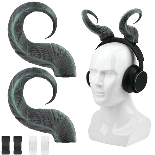 Geekria 3D Printed Demon Horns for Over Ear Headphones, Handmade Devil Headband, Adjustable Accessories, Cosplay Ears Attachment in Various Dress Up Party Halloween (Illidan Stormrage)