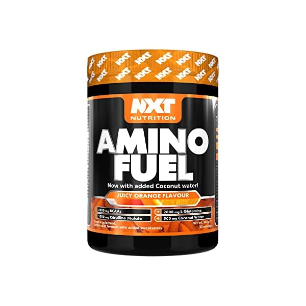 NXT Nutrition Amino Fuel Energy Drink | BCAAs Amino Acids with Beta Alanine, Vitamin D3 and Citrulline Malate – for Performance, Endurance and Energy Support | (Orange)