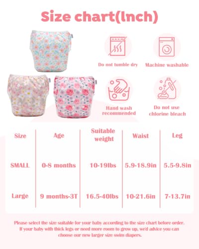 Image of ALVABABY Large Cloth Swim Diaper 3pcs Baby /Toddler /Infant Snap Reusable Adjustable Swimming Diaper Baby Boy and Girl 3ZSWY80