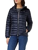 IKONISCH & ZEITLOS: Die original Tommy Hilfiger Daunenjacke mit Reißverschluss und abnehmbarer Kapuze ist mit zwei Reißverschlusstaschen ausgestattet. Die bekannte Tommy Hilfiger Flag auf der Brust sorgt für das gewisse Extra.