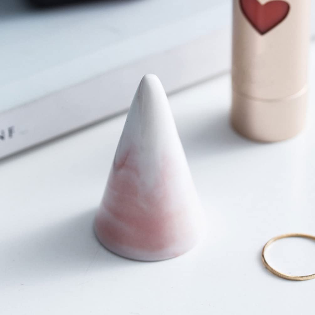oskas Moderno anello in marmo a torre in ceramica a forma di cono Display decorativo Satnd per gioielli anello/anello nuziale