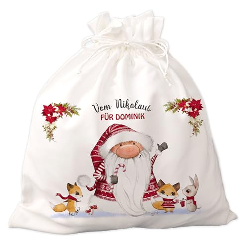 FEENSTAUB Nikolaussack Weihnachtsgnom mit Namen personalisiert,...